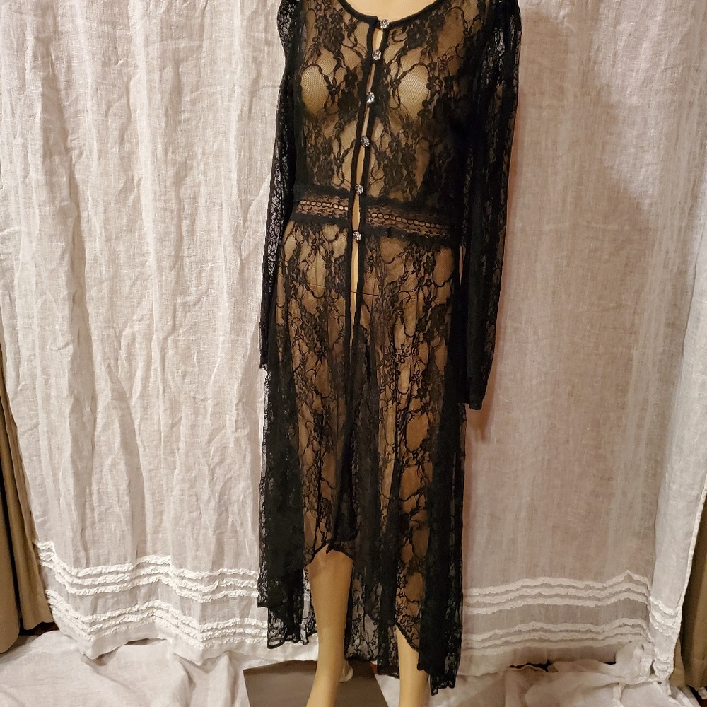 BLACK LACY ALIZA DUSTER